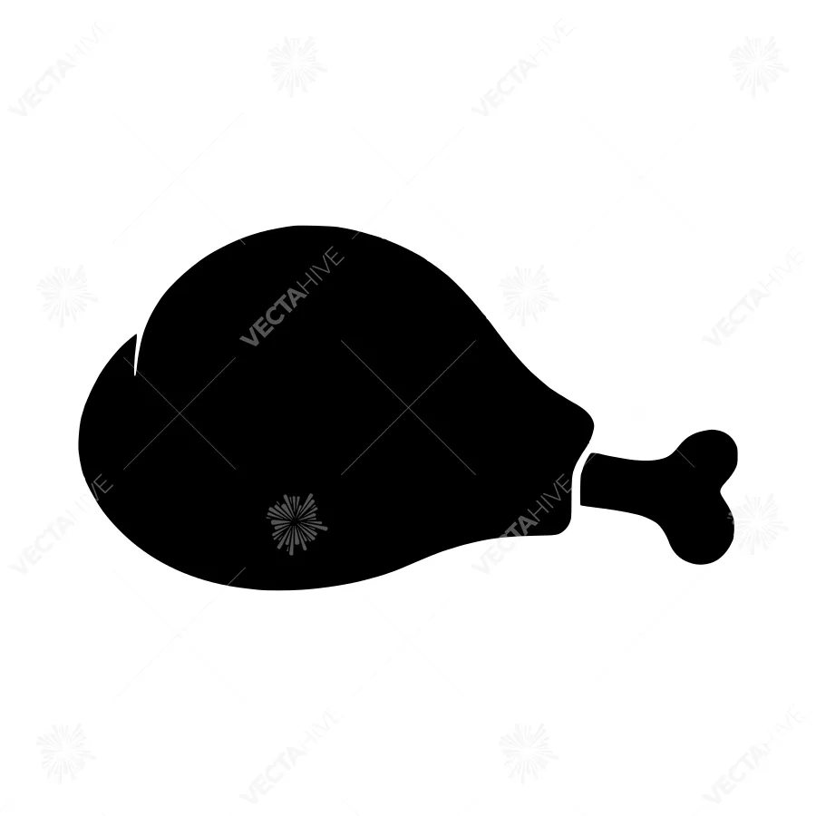 Black Chicken Leg Silhouette Icon