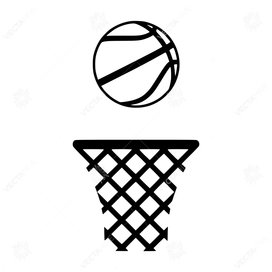 Basketball Hoop Icon - Black Outline Vector