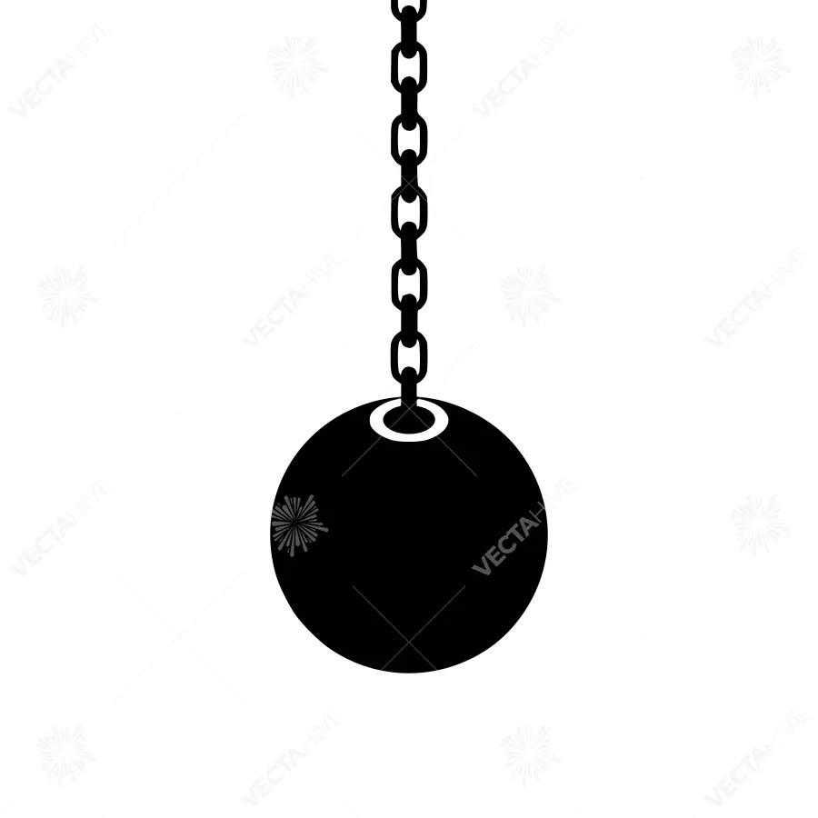 Black Metal Ball on Chain - Vector Icon