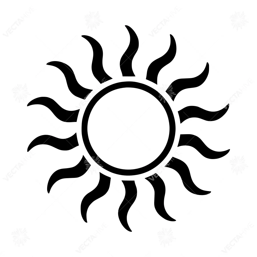 Sun Icon - Black Silhouette Vector