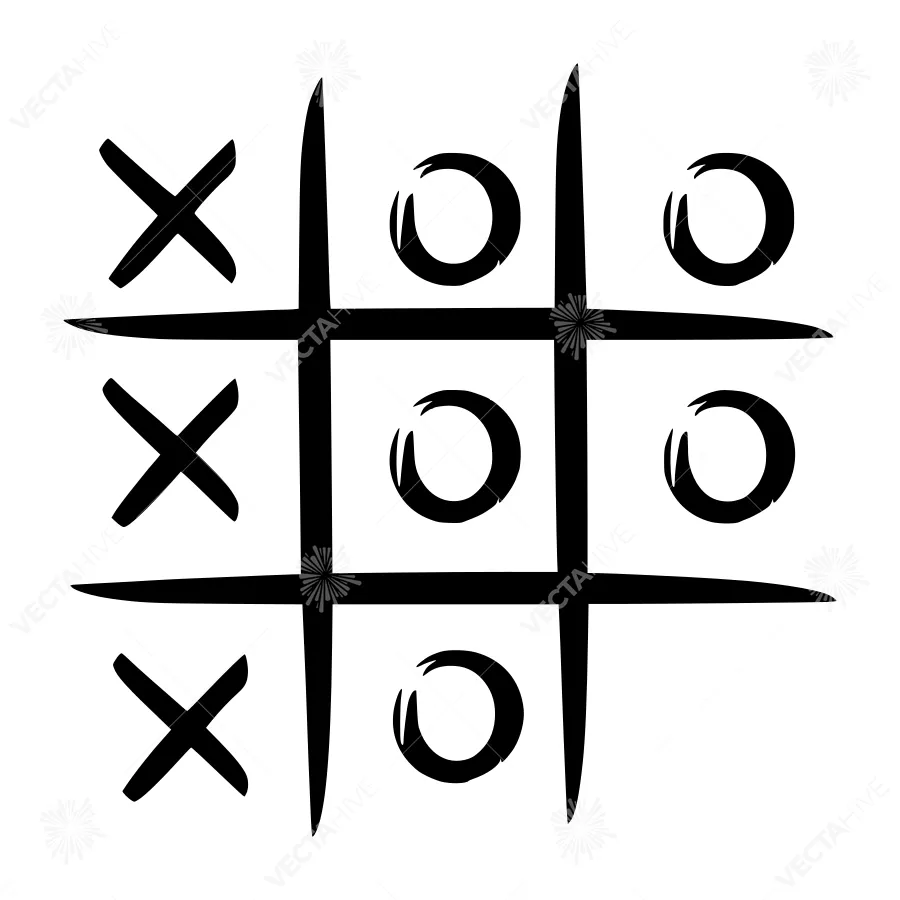 Black XOXO Tic Tac Toe Game Illustration