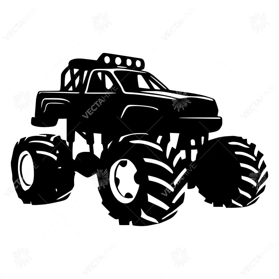 Black Monster Truck Silhouette Vector Illustration