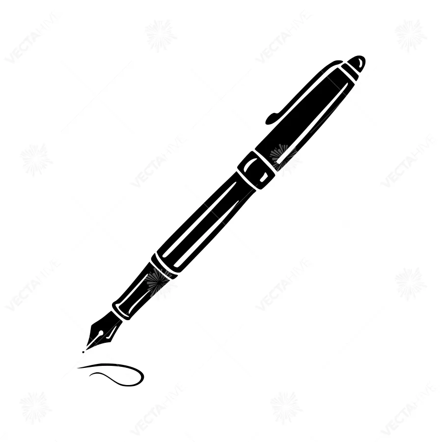 Black Pen Icon - Minimalist Line Art