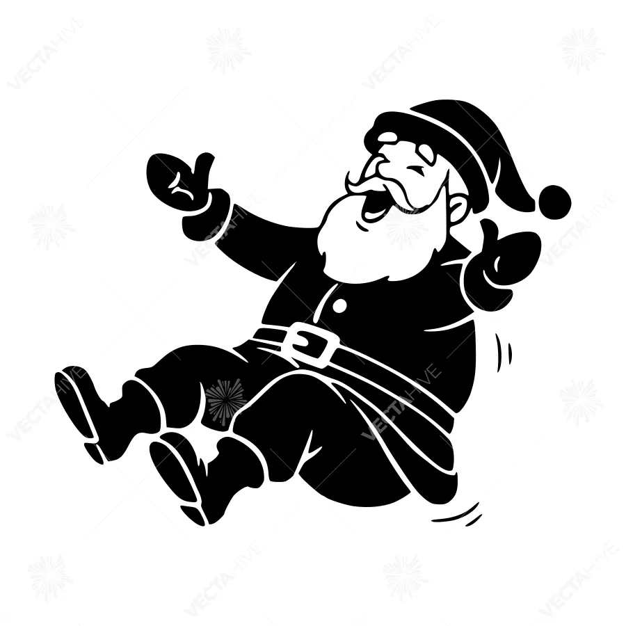 Black Silhouette Santa Claus Falling
