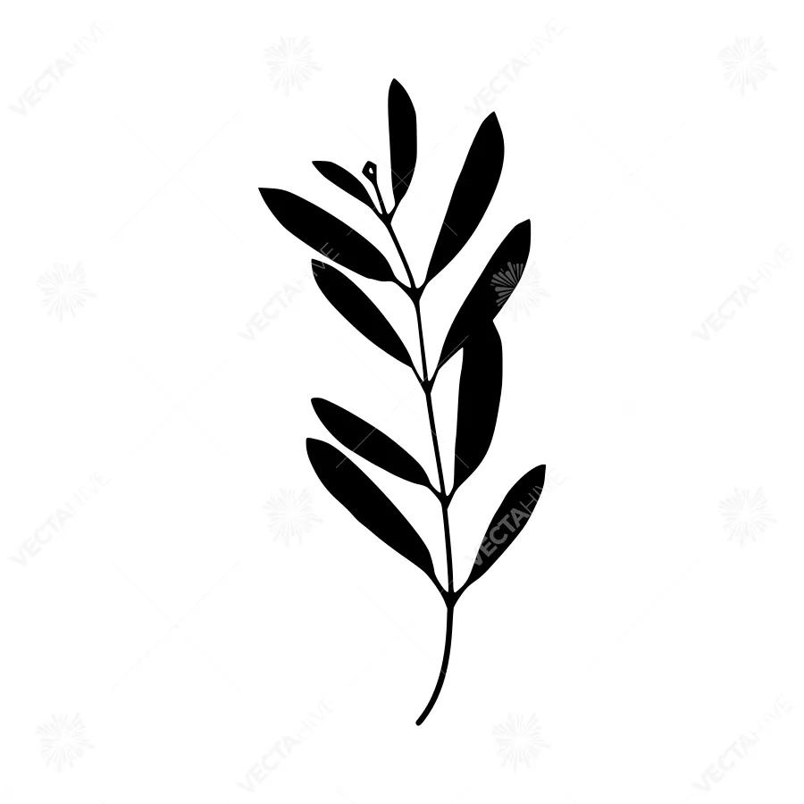 Black Leaf Branch Silhouette Vector Illustration