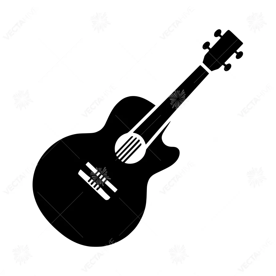 Black Silhouette Guitar Icon