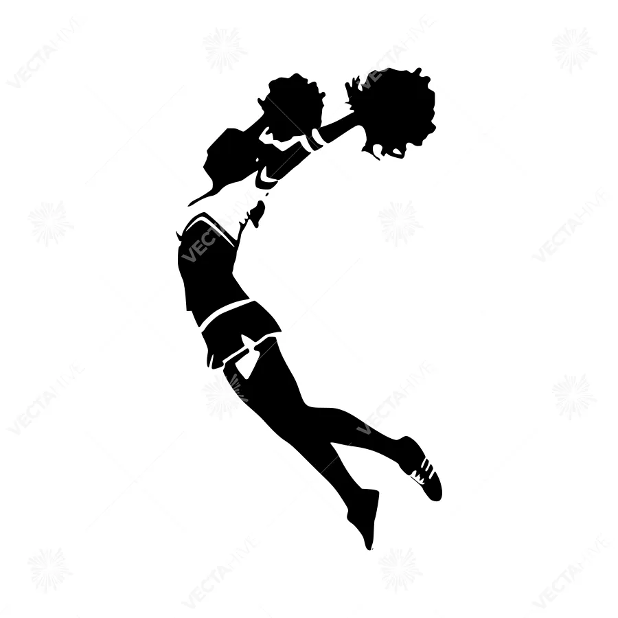 Silhouette Cheerleader Flying