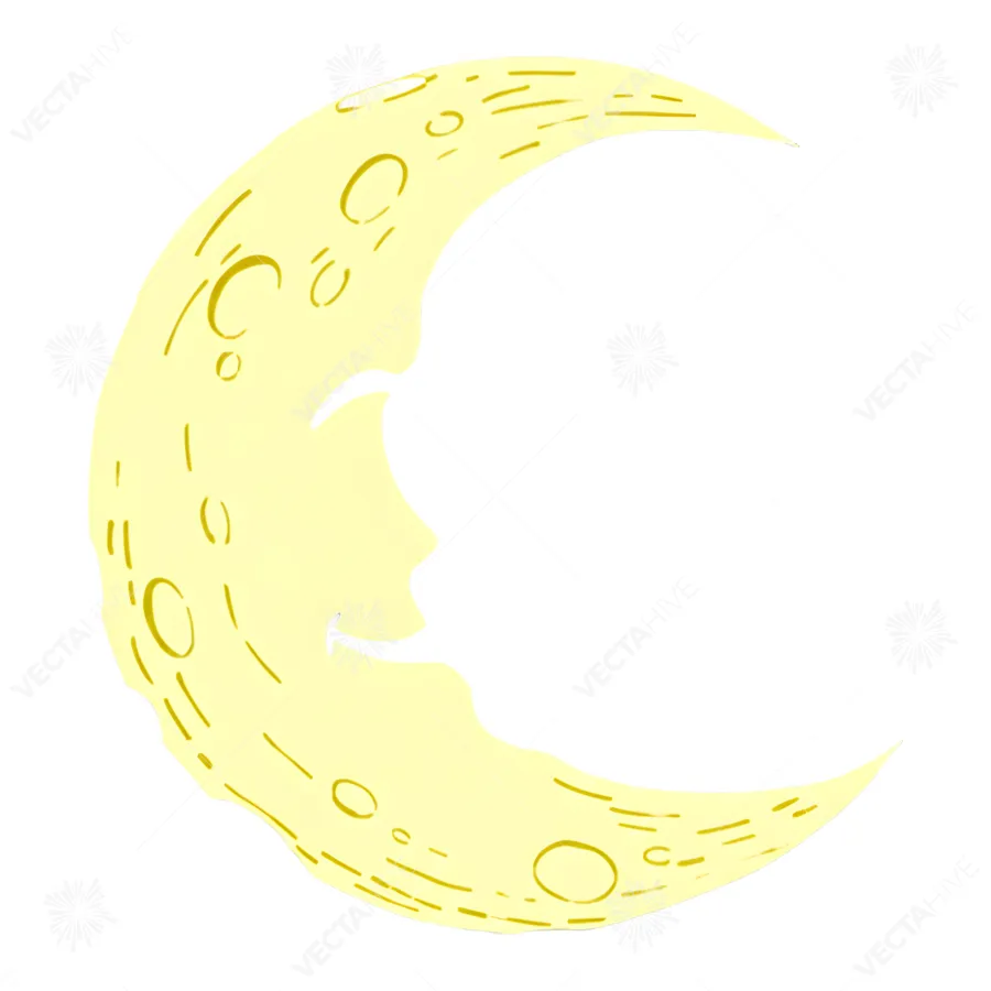 Glowing Moon Outline Vector Illustration