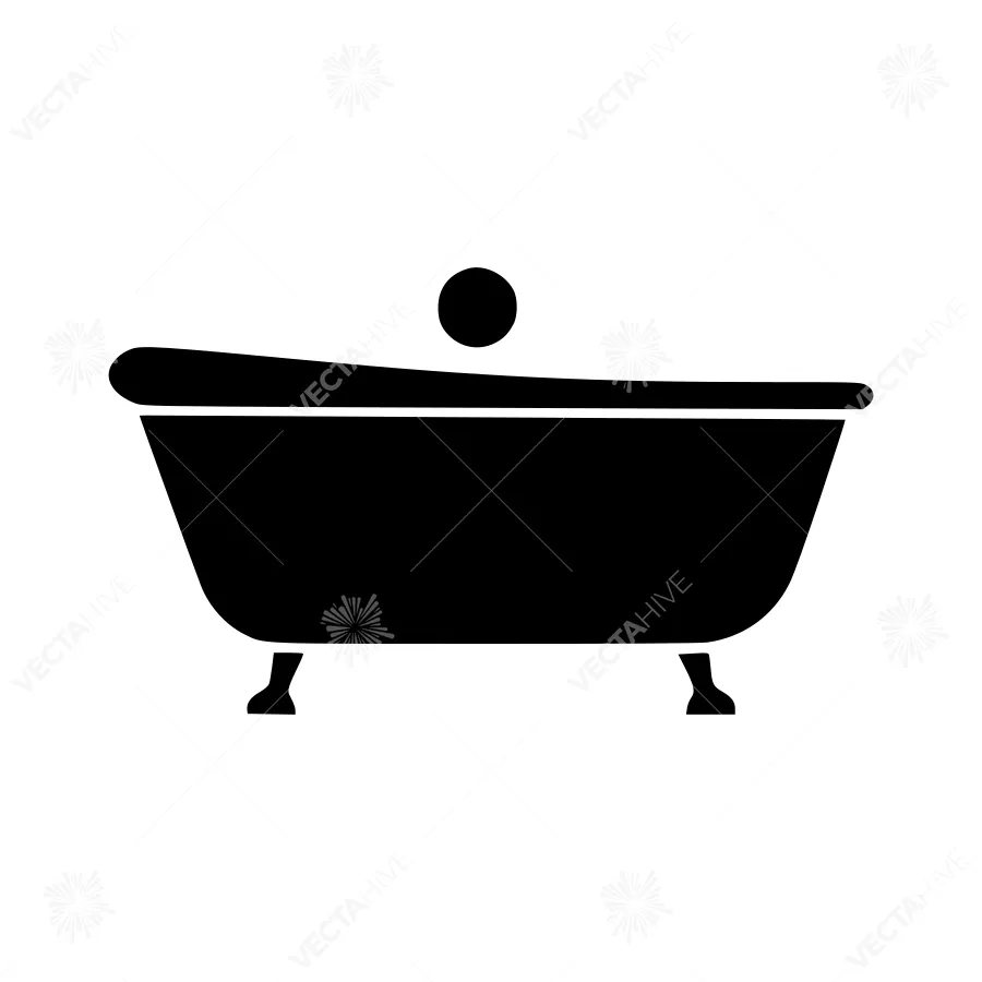 Black Bathtub Icon - Simple Silhouette