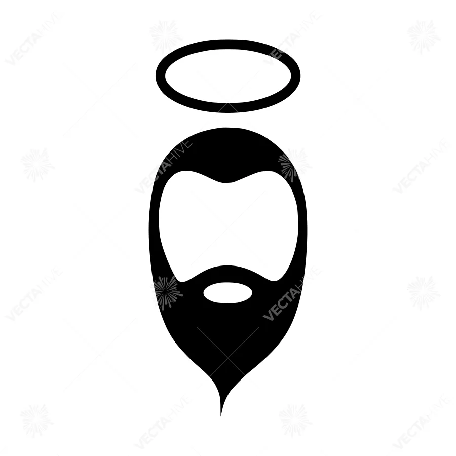 Angel Bearded Man Icon - Minimalist Vector