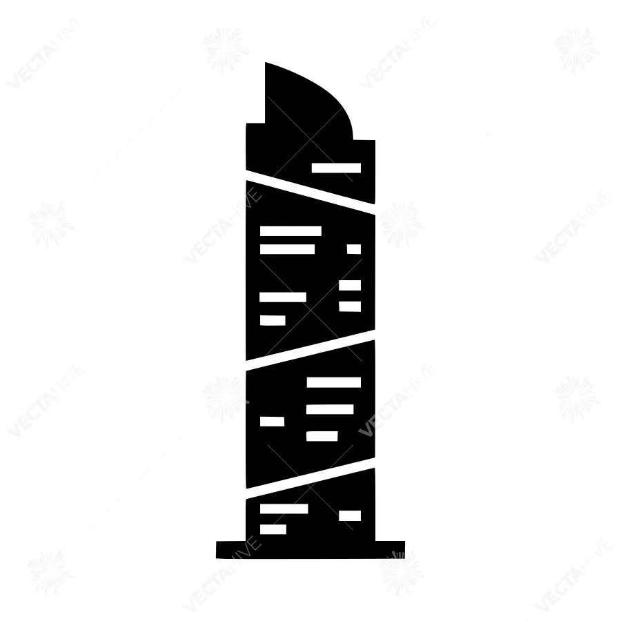 Modern Building Icon - Black Outline