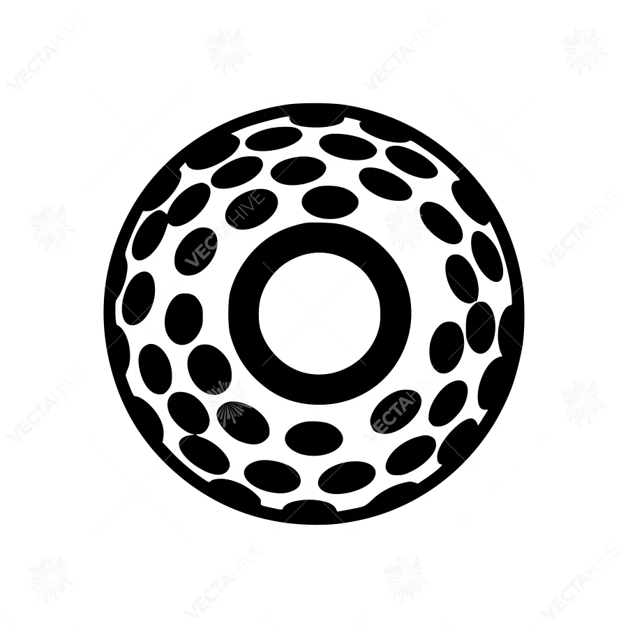 Black Golf Ball Icon - Vector Illustration