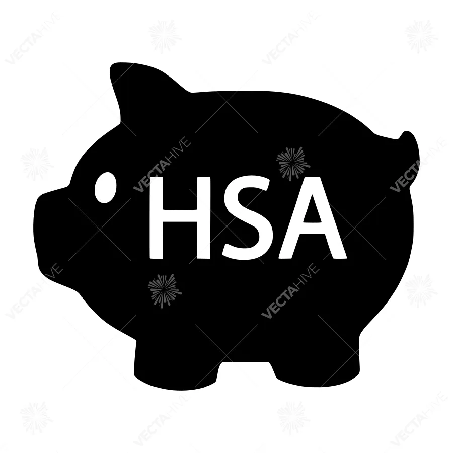 HSA Piggy Bank Icon - Simple Black Silhouette