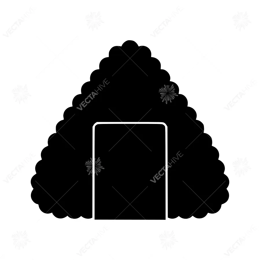 Black Rice Sushi Icon - Minimalist Vector