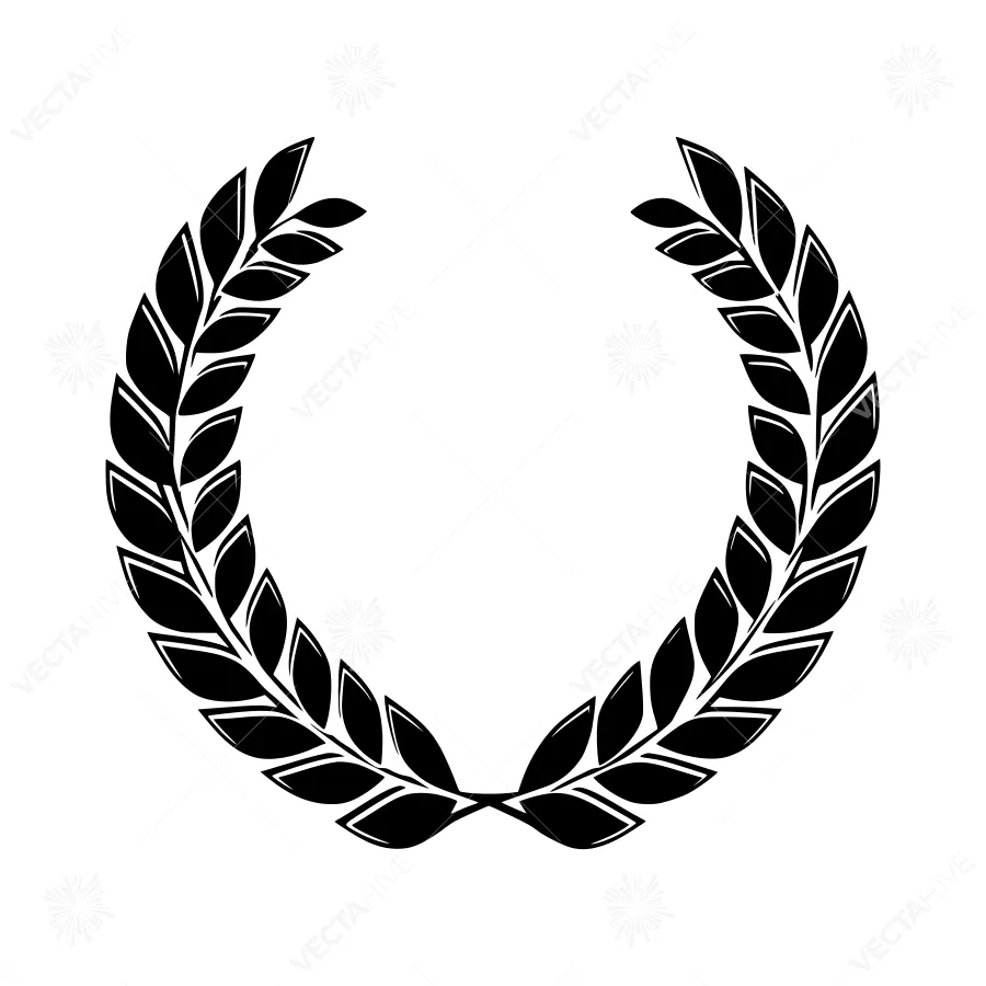 Black Laurel Wreath Icon - Vector Illustration