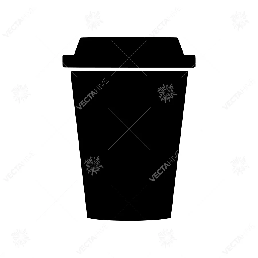 Coffee Cup Icon - Simple Black Silhouette
