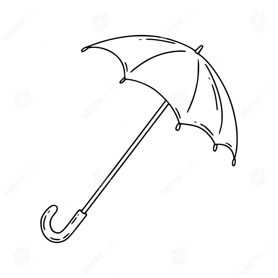Line Art Umbrella - Minimalist Illustration