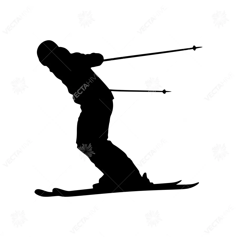 Silhouette Skiing Vector Icon