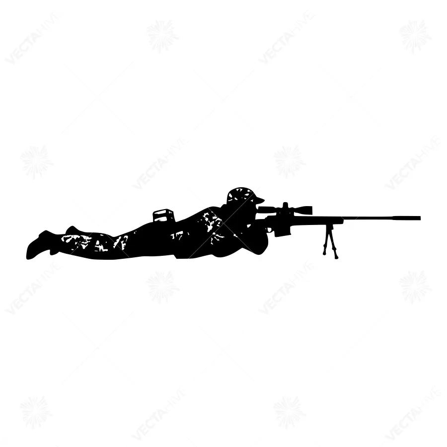 Silhouette Sniper Rifle Vector Illustration