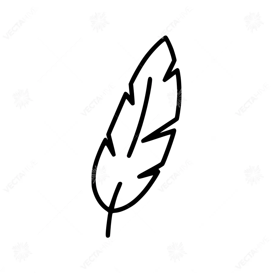Doodle Feather Icon - Minimalist Line Art