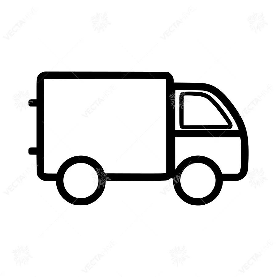 Delivery Truck Icon - Line Art Vector