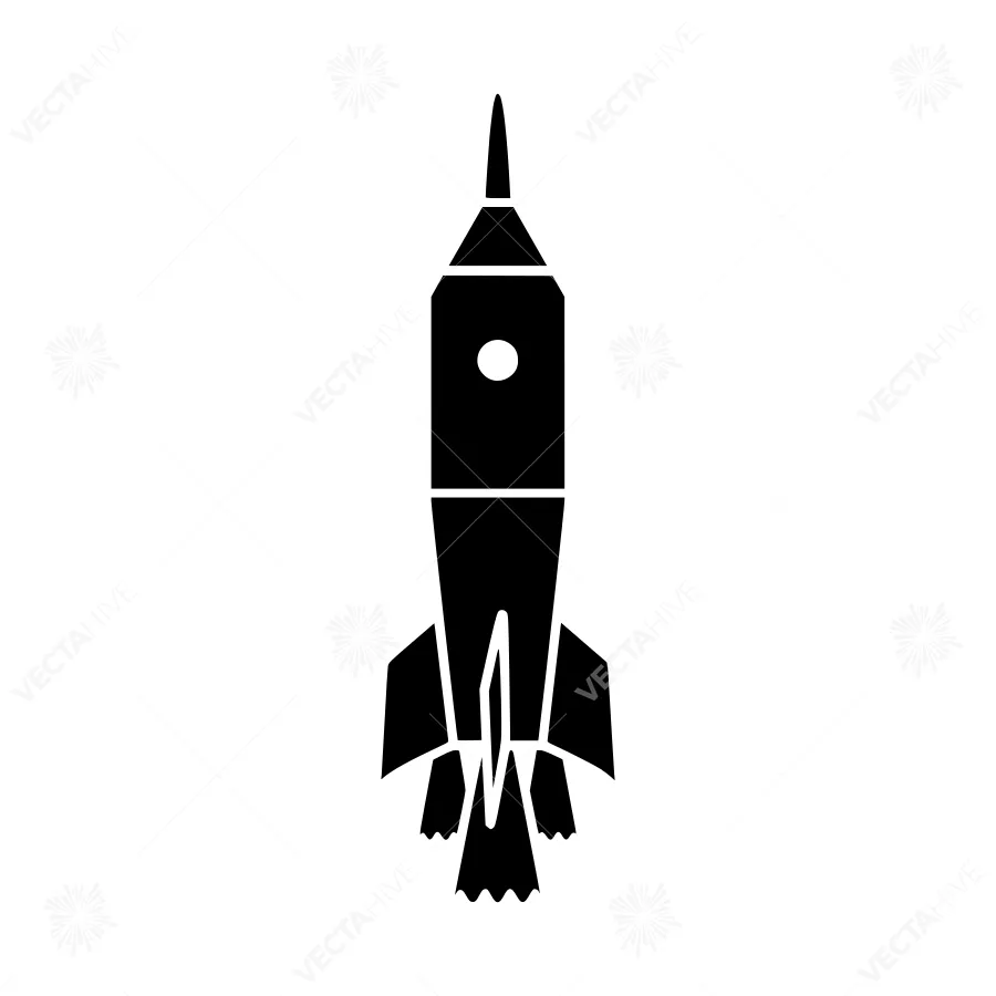 Black Rocket Icon - Minimalist Vector Illustration