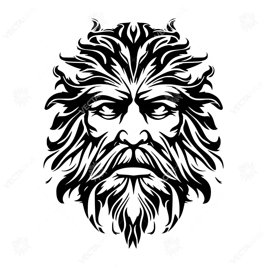 Black & White Tribal Portrait - Wise Old Man