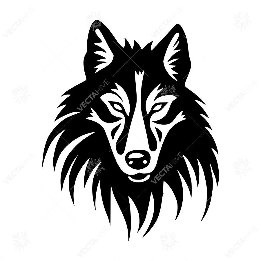 Black Wolf Head Silhouette Vector Graphic