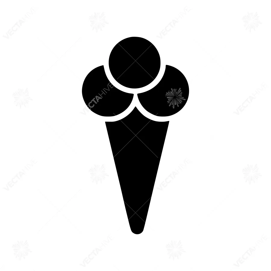 Ice Cream Cone Icon - Black Silhouette