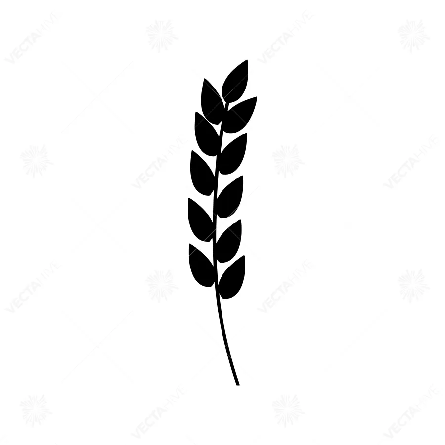 Black Wheat Sprout Icon - Minimalist Vector