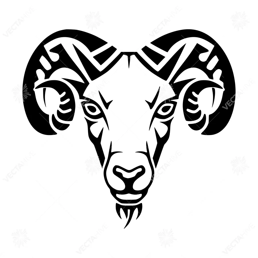 Black Ram Tribal Head Silhouette