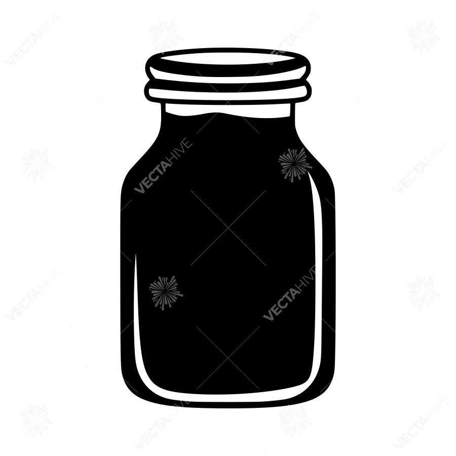 Black Mason Jar Silhouette Vector