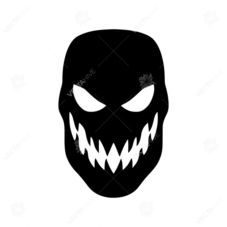 Evil Skull Icon - Black Silhouette
