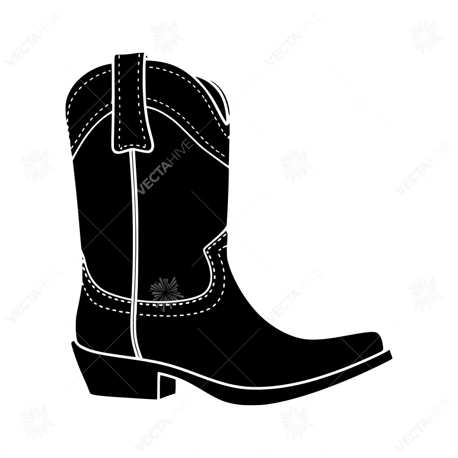 Black Cowboy Boot Silhouette Vector