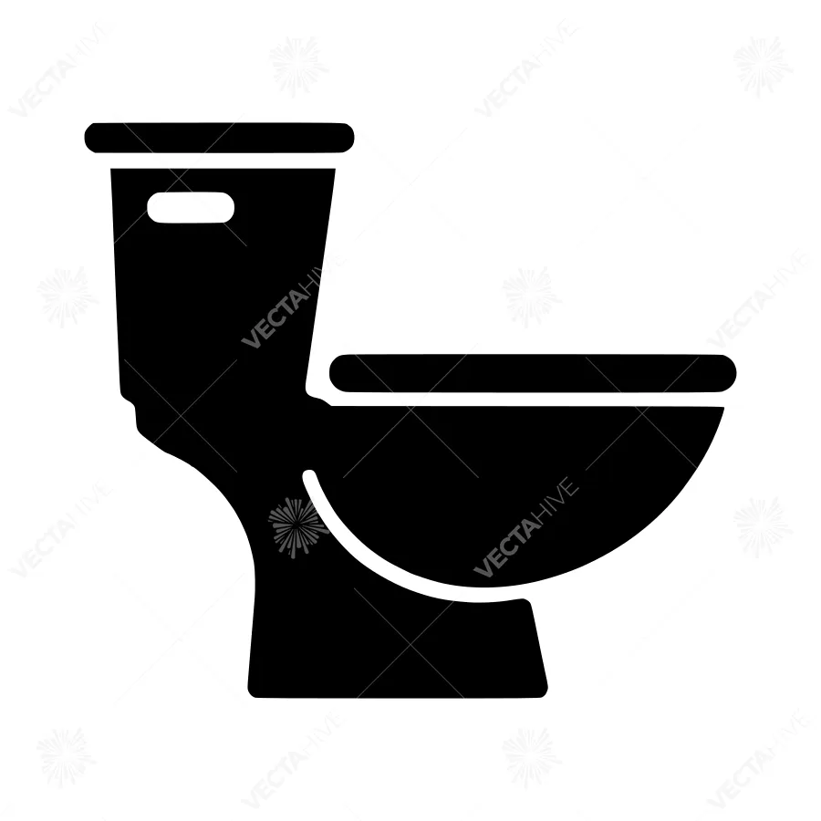 Toilet Icon - Simple Black Silhouette