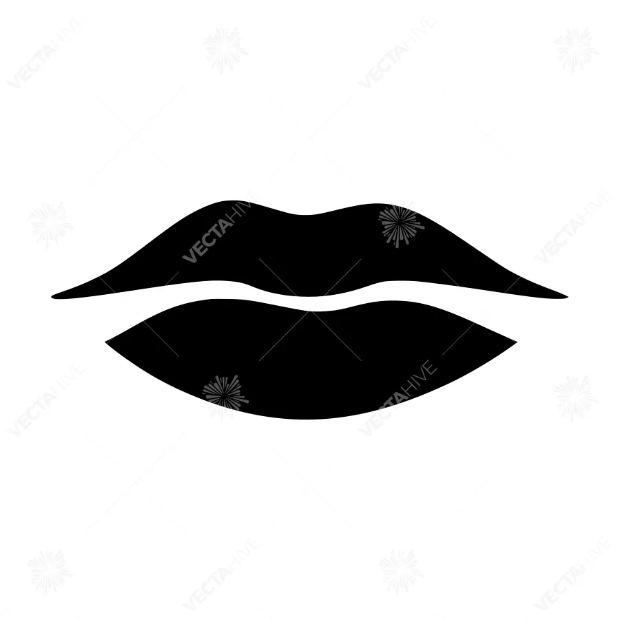 Black Lips Outline Icon - Minimalist Vector