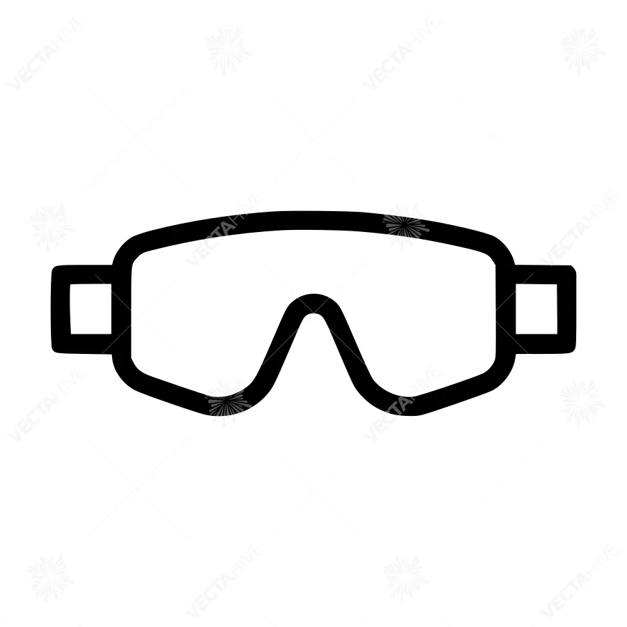Black Ski Goggles Icon - Vector Illustration