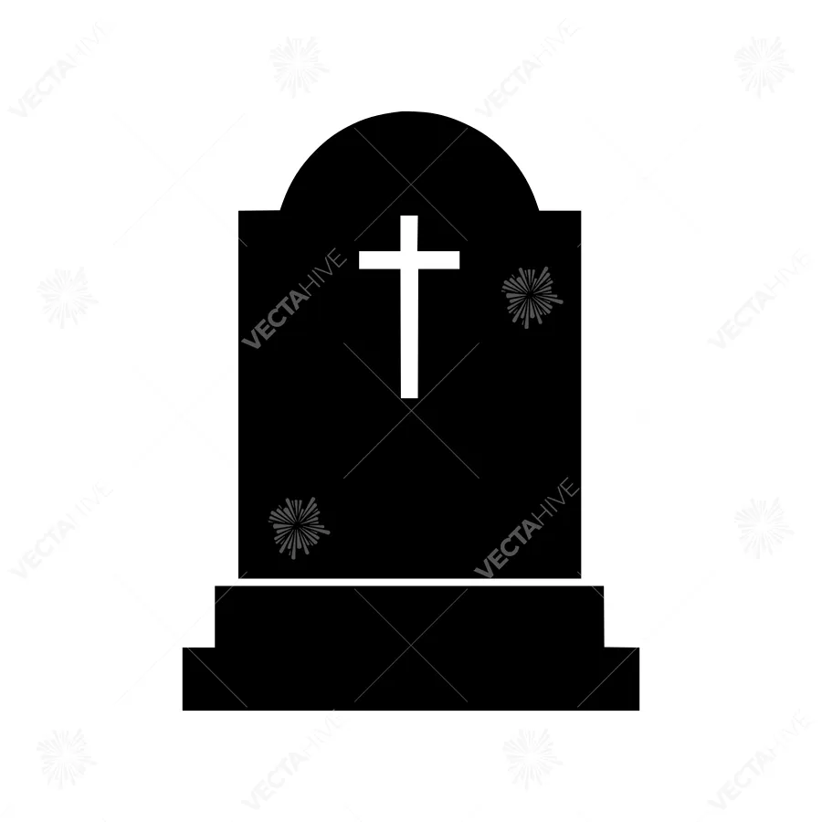 Gravestone Icon - Simple Black Silhouette