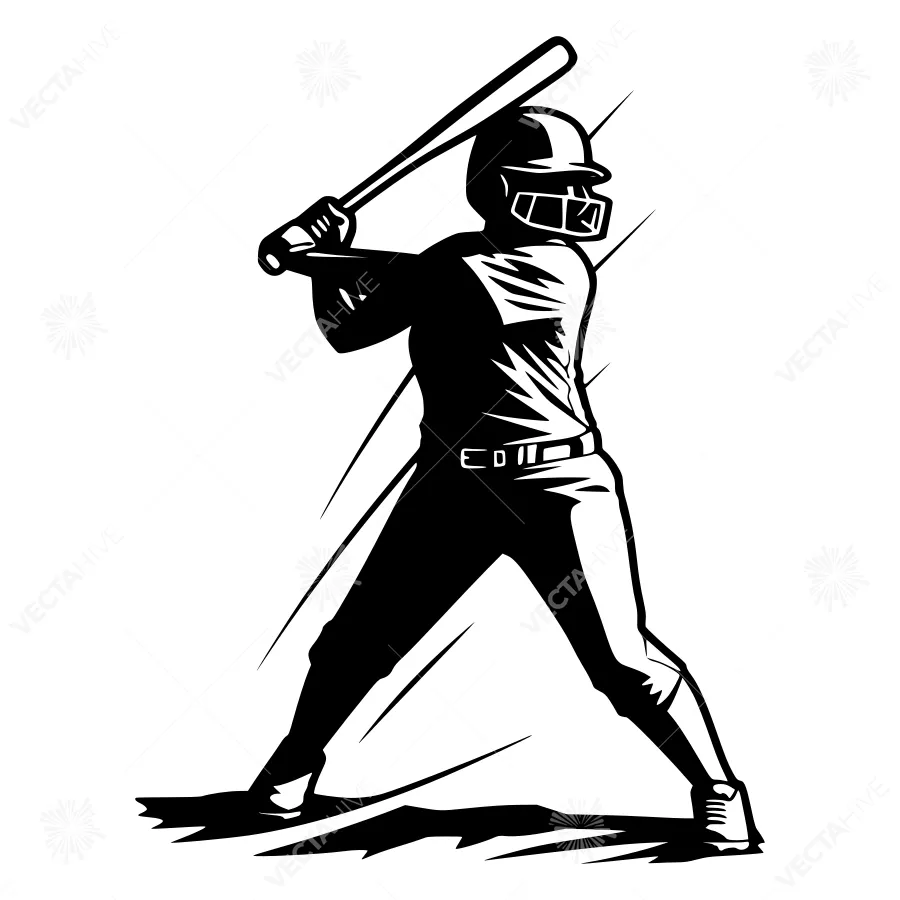 Baseball Player Silhouette - Action Shot