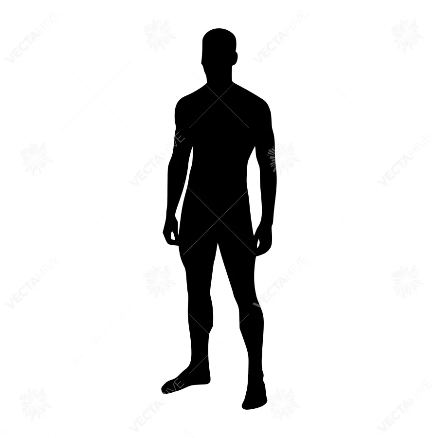 Silhouette Man Standing - Black Outline