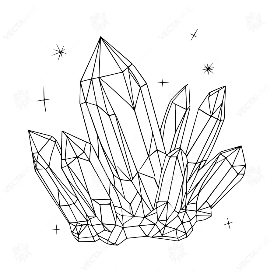 Geometric Crystal Outline Art