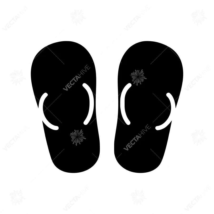 Black Flip Flops Icon - Simple Vector Illustration