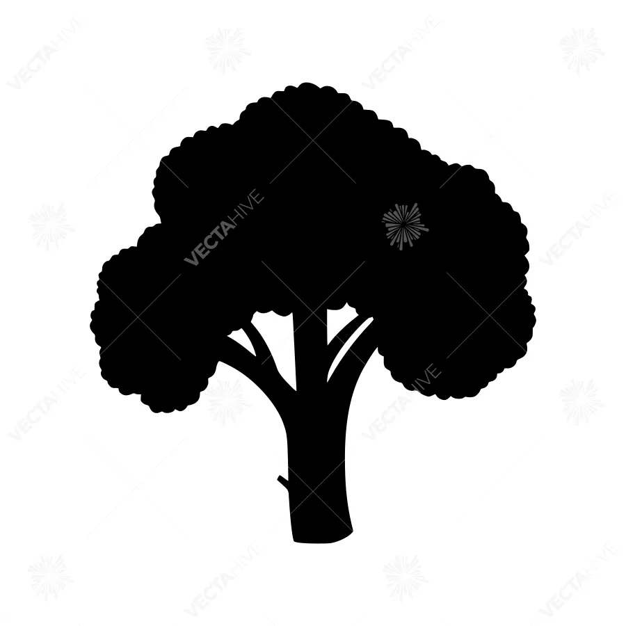 Silhouette Tree Icon - Black on White