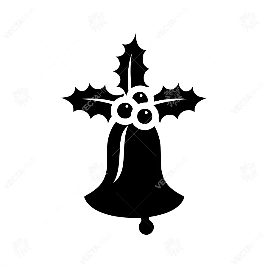 Black Holly Bell Christmas Icon