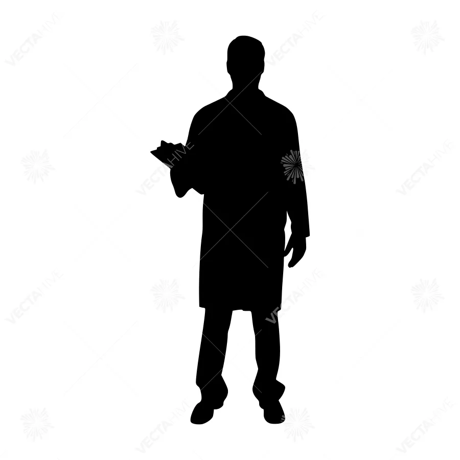 Silhouette Doctor Holding Tablet - Business Concept