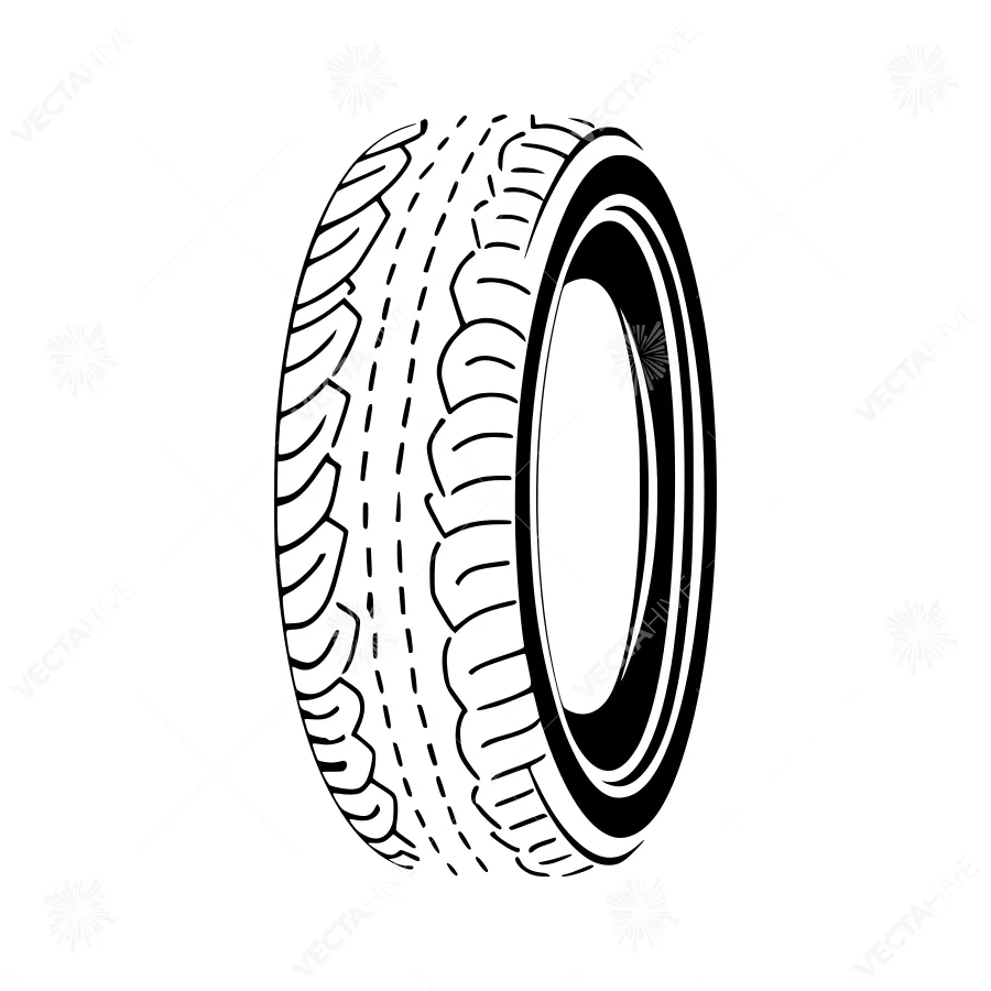 Black Tire Vector Illustration