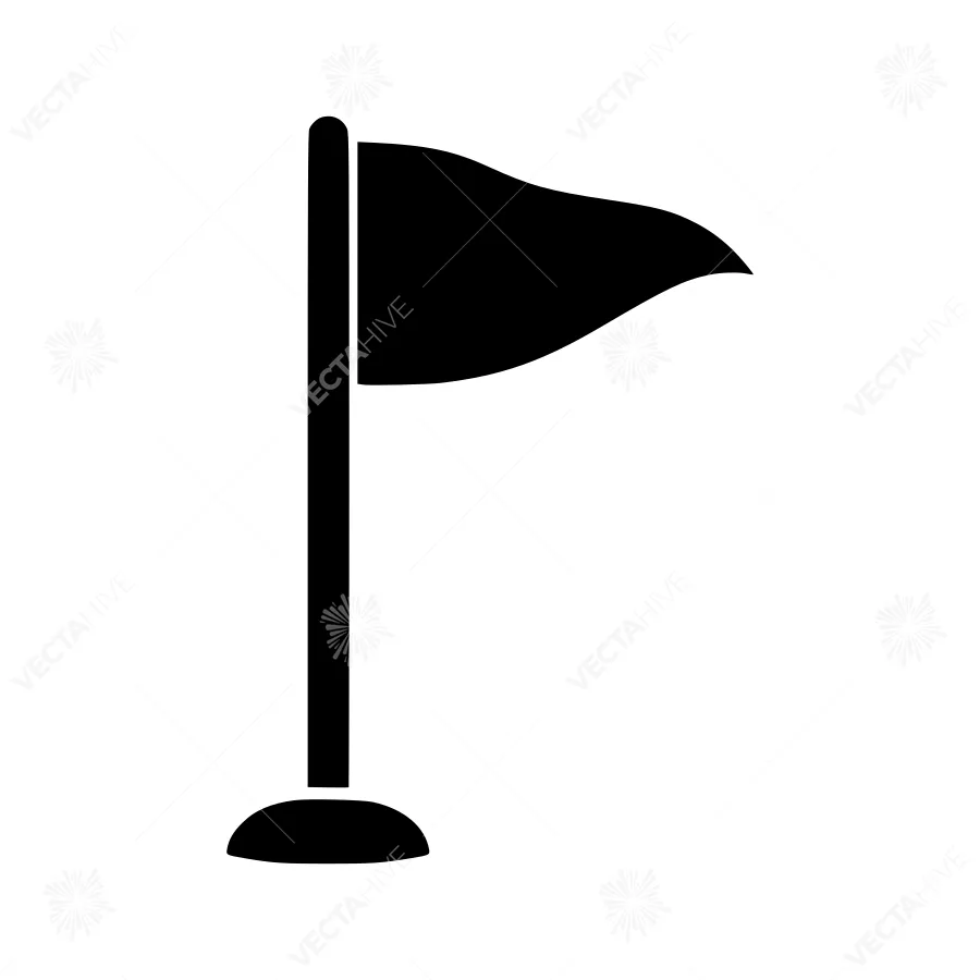 Golf Flag Icon - Black Outline