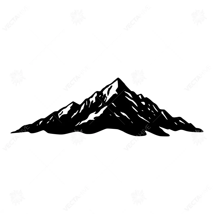 Mountain Silhouette Black & White Graphic