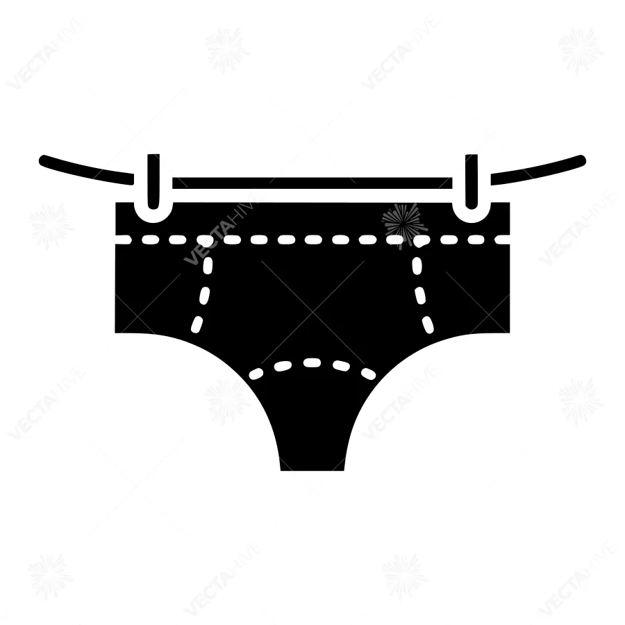 Black Swim Brief Icon - Line Art