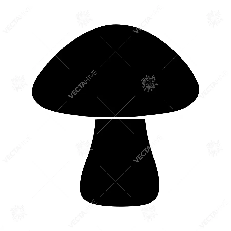Simple Mushroom Icon - Black Silhouette